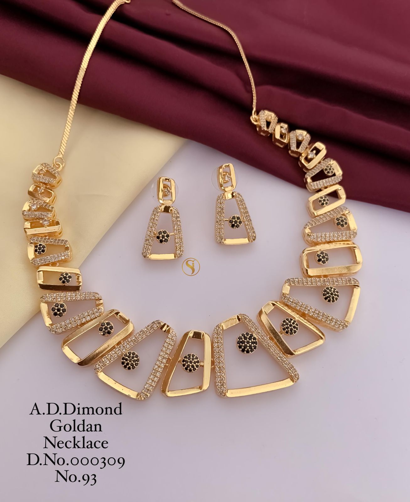 309 AD Diamond Designer Party Wear Necklace Set Wholesalers In Delhi
